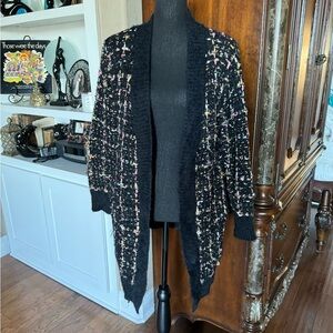 Johnny Becca Black Multi Confetti‎ Open Cardigan